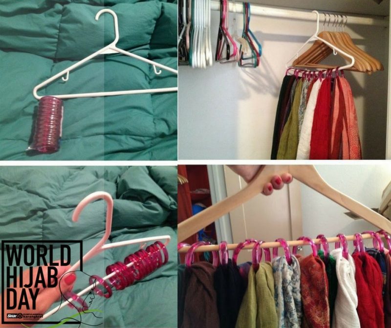 Innovative clutter free hijab storage idea. Made from plastic